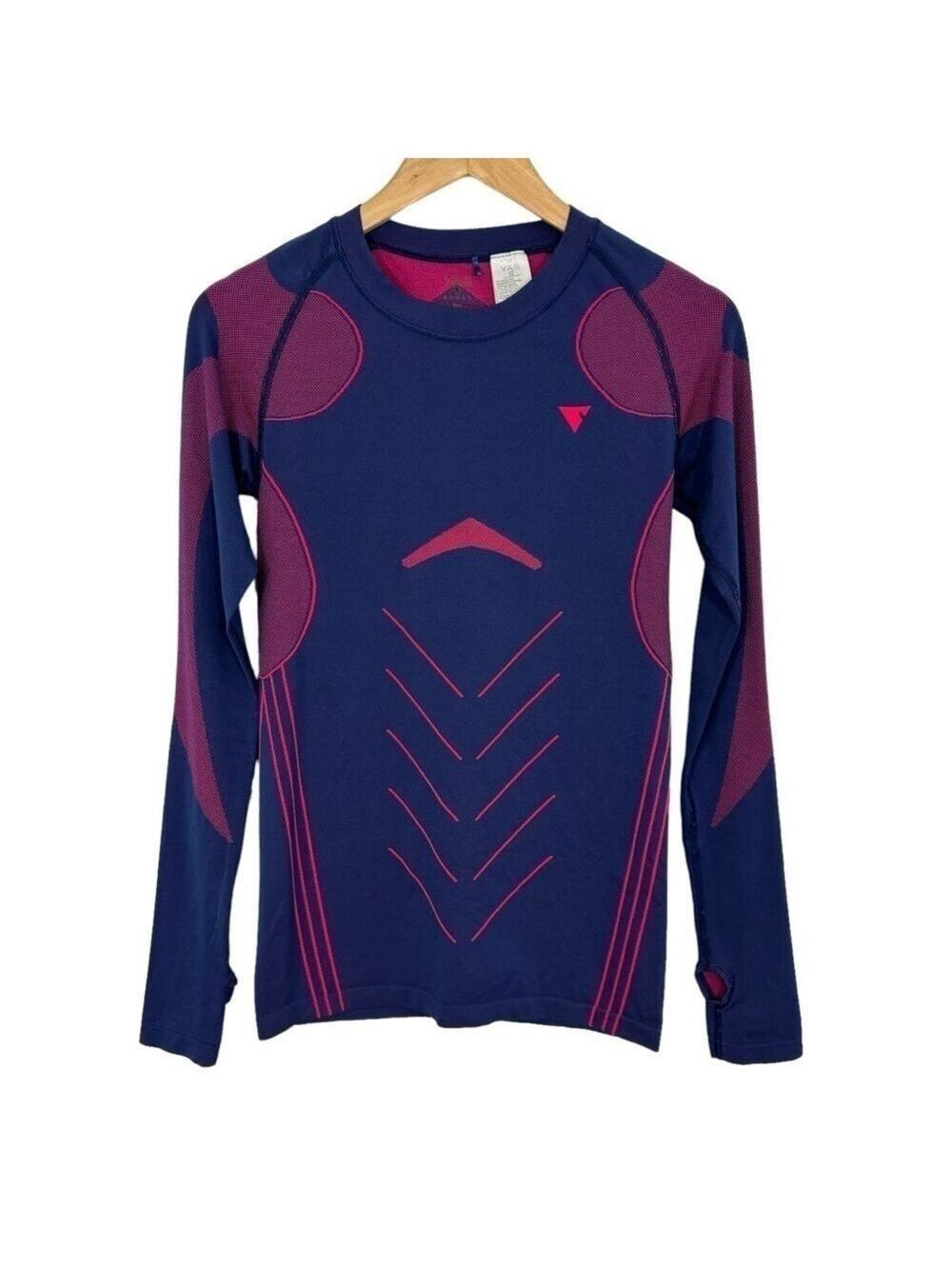 YAS Long Sleeve Athletic Top Womens S/M Navy Blue Pink Running Base Layer VGUC